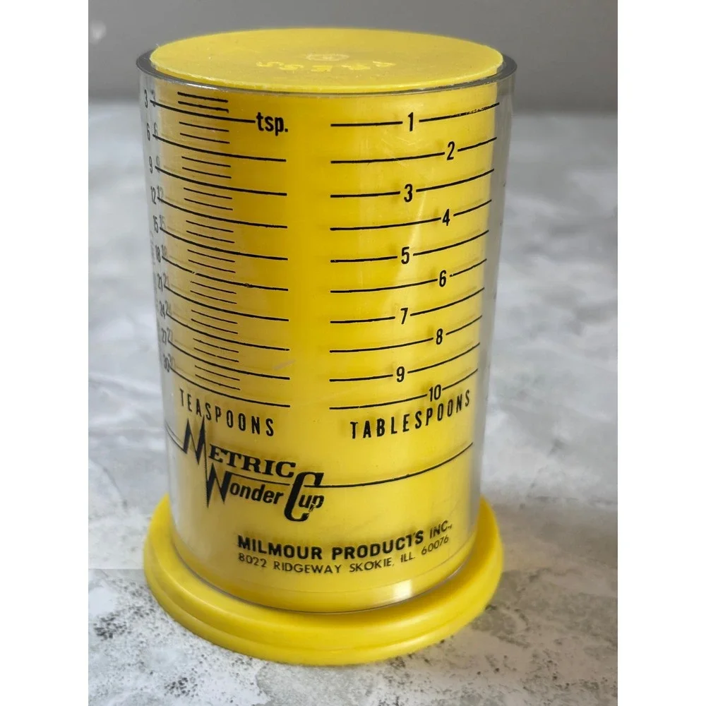 Vintage Metric Wonder Cup Adjustable Measuring Cup Milmour Products One Cup‎